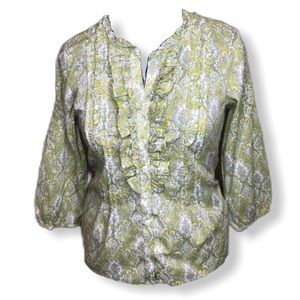Talbots Green Print Blouse